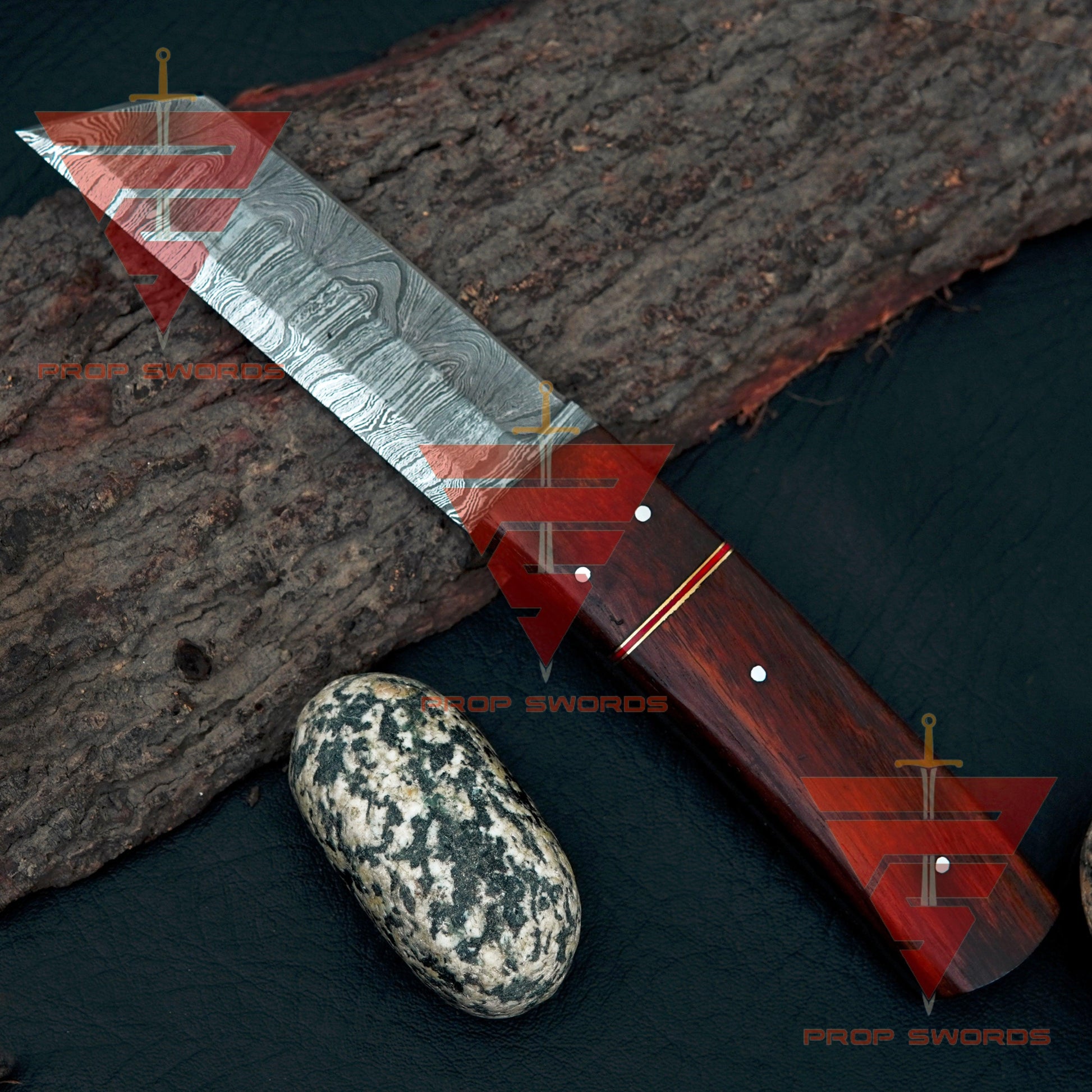 Custom Handcrafted Damascus Steel Tanto Blade Knife with Pure Rosewood Handle and Sheath - Ideal Gift for Him, Perfect for Hunting - propswords
