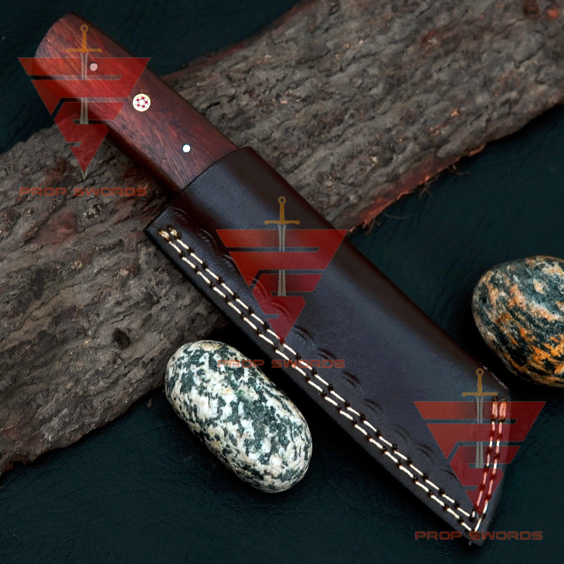 Custom Handcrafted Damascus Steel Tanto Blade Knife with Pure Rosewood Handle and Sheath - Ideal Gift for Him, Perfect for Hunting - propswords