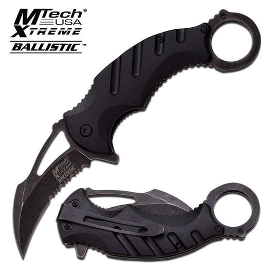Black Combat Karambit G10 Spring Assisted Folding Pocket Knife - propswords