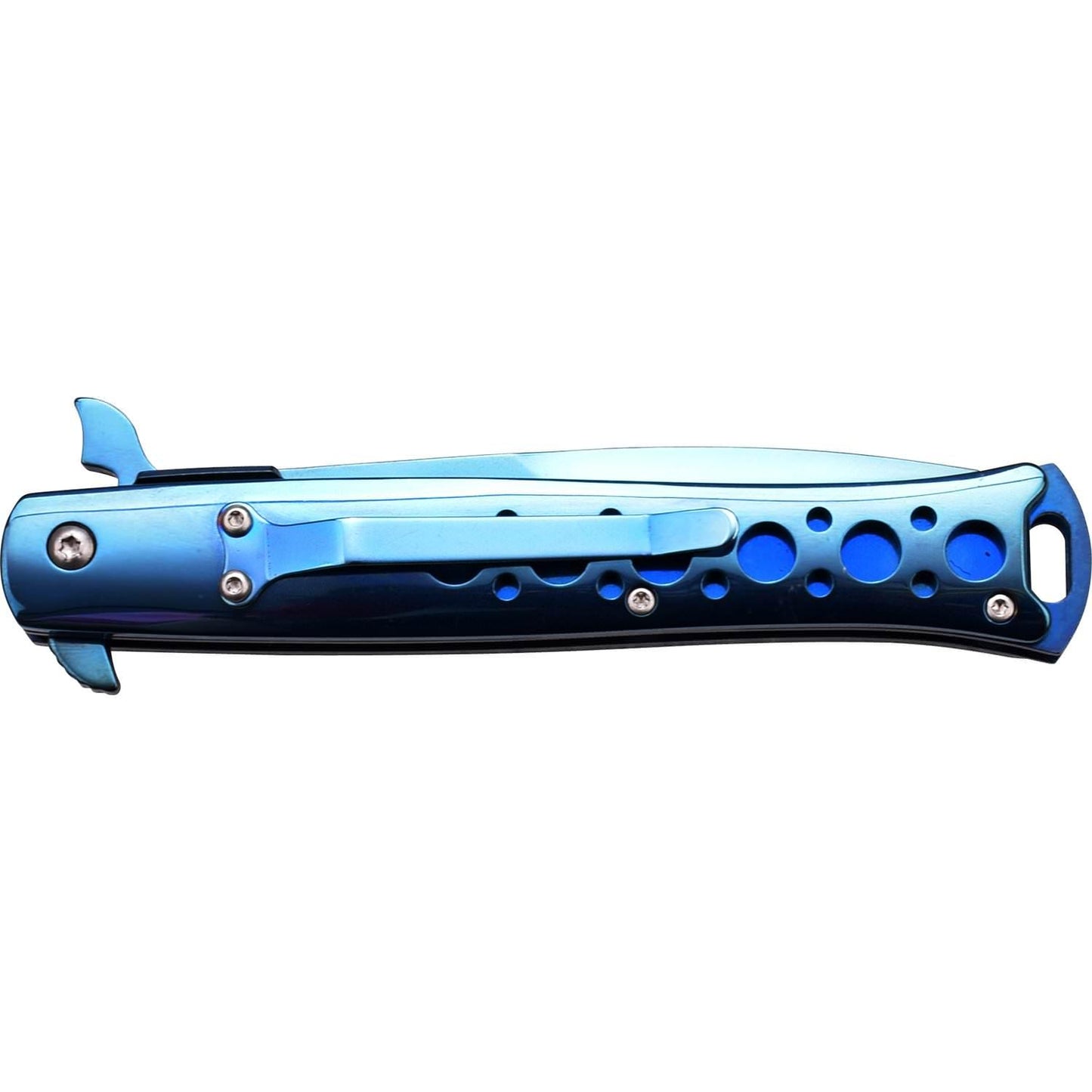 Tac Force Stiletto Style Spring Assisted Knife Blue Titanium - propswords