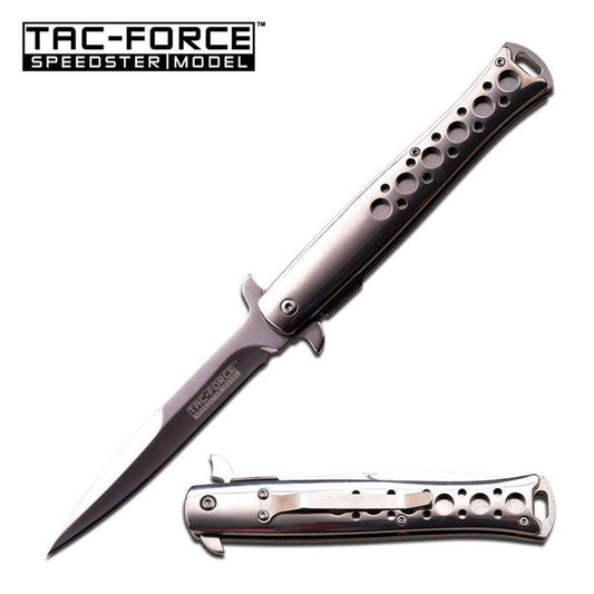 Assisted Open Chrome Steel Stiletto Dagger Style Pocket Knife - propswords