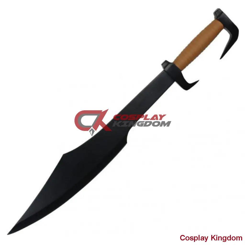Greek Fighting Spartan War Sword with Black Blade and Shoulder Scabbard - propswords