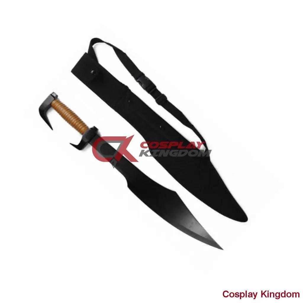 Greek Fighting Spartan War Sword with Black Blade and Shoulder Scabbard - propswords
