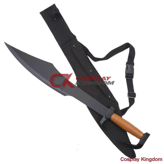 Greek Fighting Spartan War Sword with Black Blade and Shoulder Scabbard - propswords