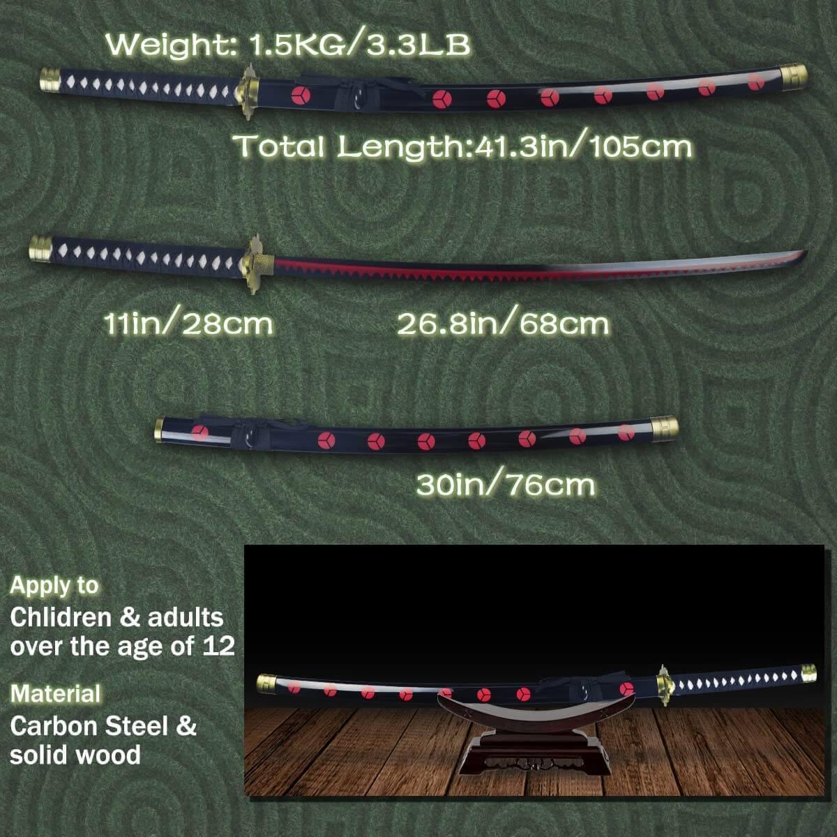 Master the Art of One Piece Swordsmanship with the 41-Inch Carbon Steel Roronoa Zoro Enma Katana Replica - propswords