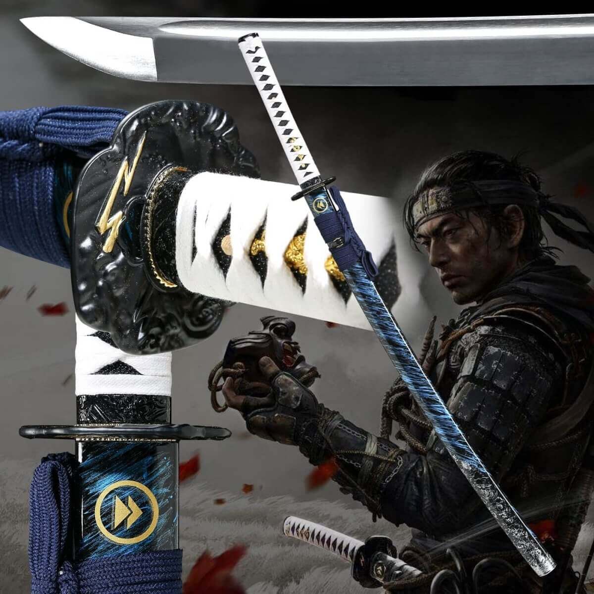 uhøjtidelig let ufuldstændig Authentic Japanese Katana Damascus Steel Hand Forged Tactical Sword –  propswords