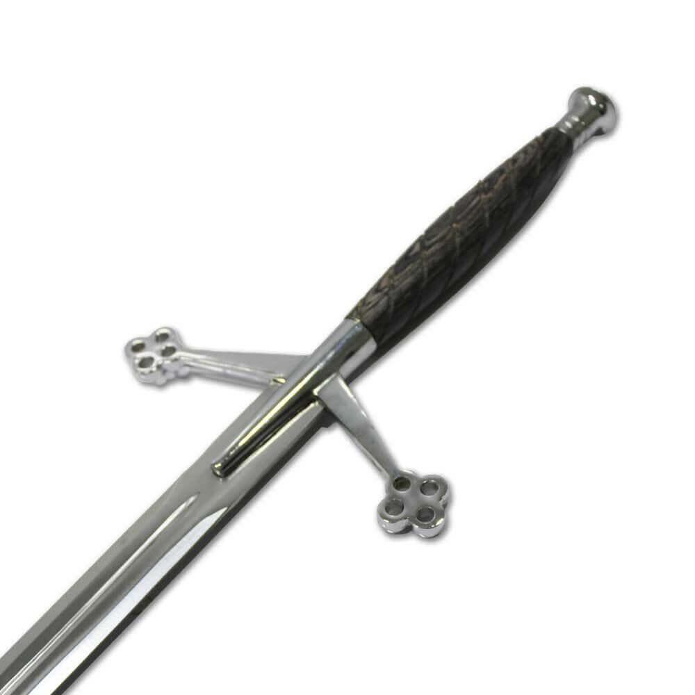 Highland claymore black medieval sword replica featuring a long two-handed blade with traditional Scottish style crossguard inspired by historic Highland warrior weapons