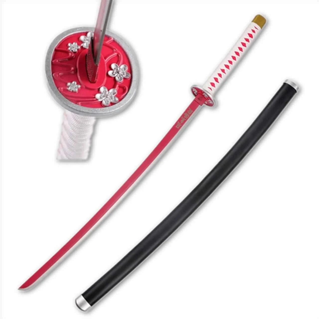 Kanao Tsuyuri Pink Nichirin Katana Sword – Demon Slayer Metal Replica with Flower Guard - propswords