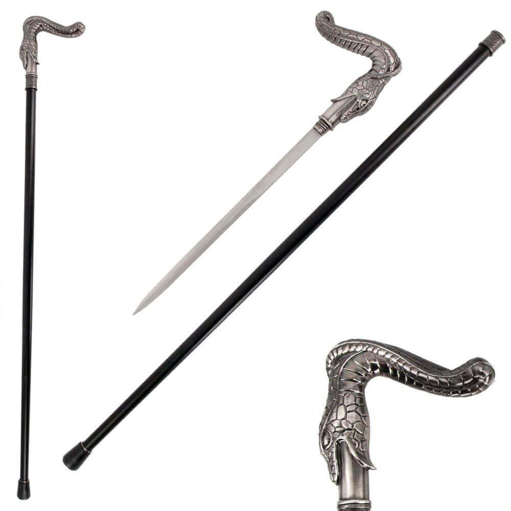 Silver Burst Snake Head Cane Sword - propswords