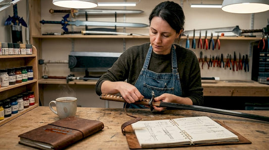 Swordmaker assembling anime and fantasy katana replica