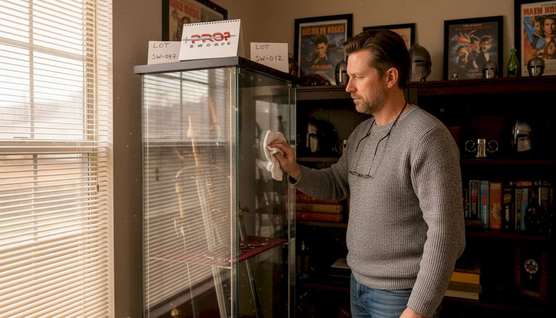Collector dusting movie sword display case