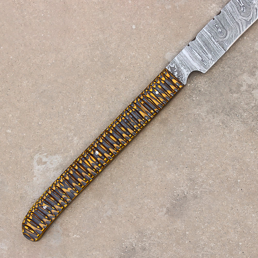 28" Stunning Full Tang Damascus Steel Machete Sword With Leather Sheath-Camping,Hunting,Outdoor - propswords