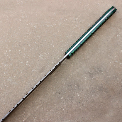 28" Custom Damascus Steel Full Tang Machete Sword Survival Hunting Knife With Leather Sheath - propswords