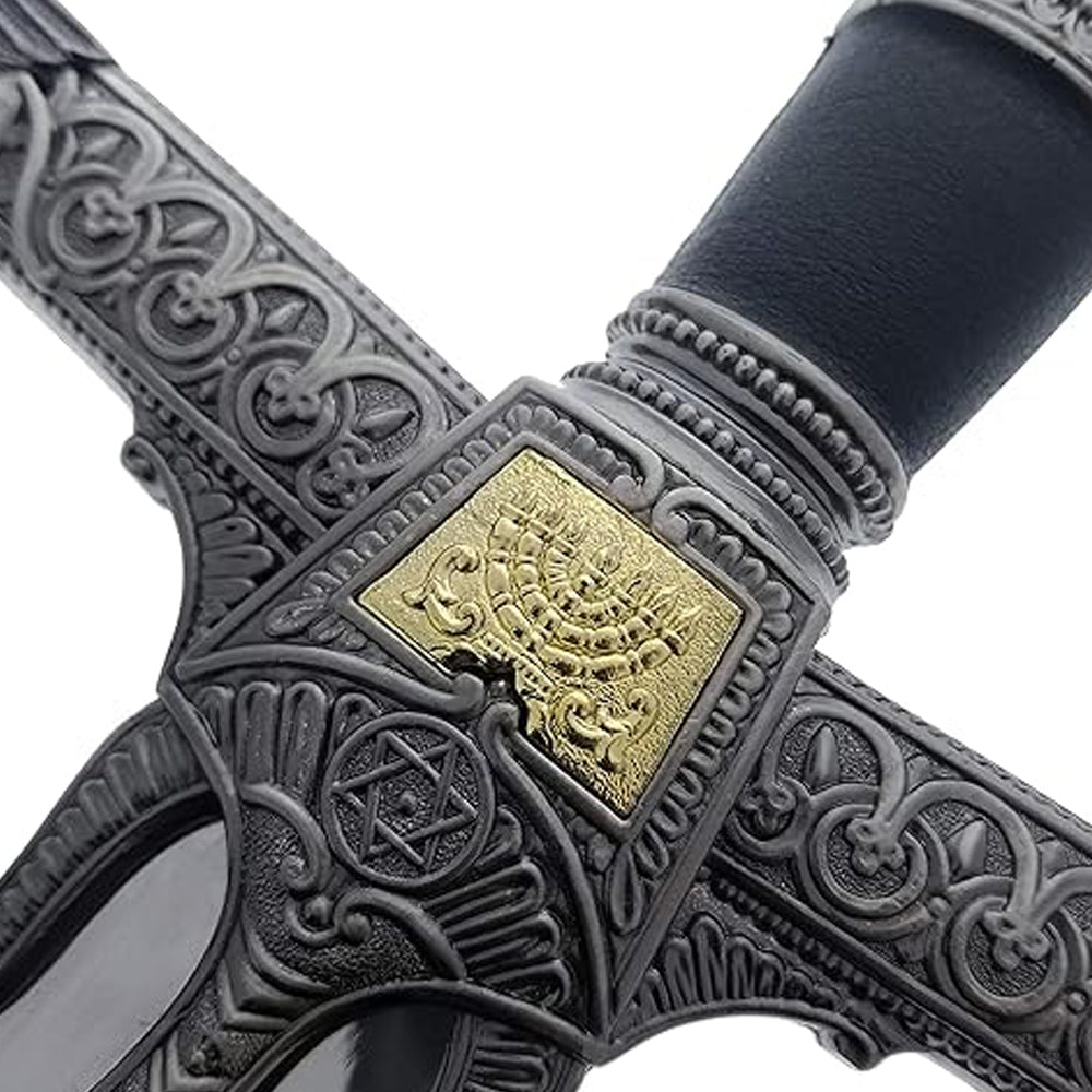 King Solomon Sword with Display Plaque. for Wall Decoration, Collection, Cosplay-Black Edition