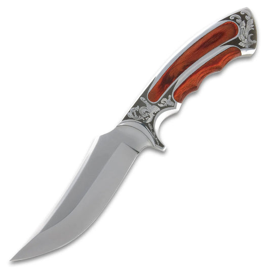 10" Handmade Stainless Steel Wood Handle Bushcraft Skinner Knife Hunting Knife With Sheath - propswords