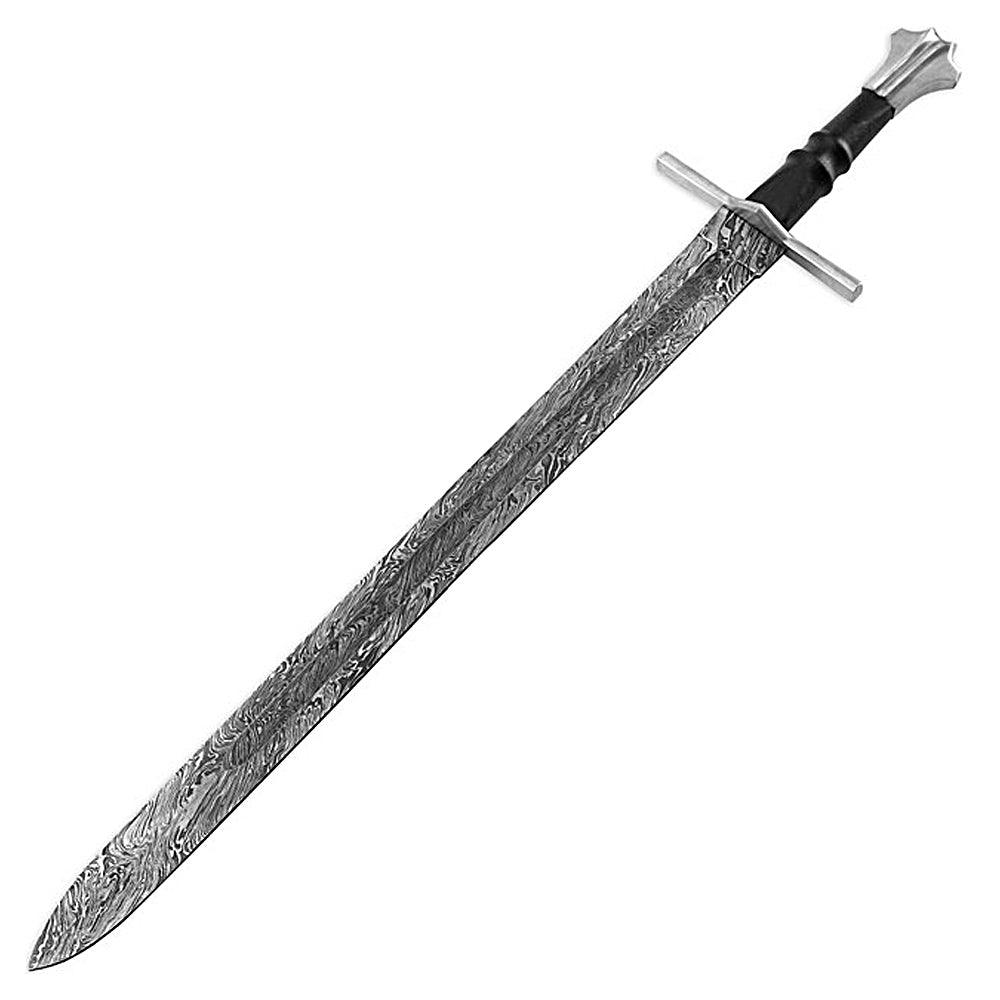 Handmade Damascus Steel Meireval Templar Sword With Leathe Sheath - propswords