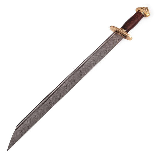 Handmade Damascus Steel Medieval Lang Seax 7th Century Viking Sword - propswords