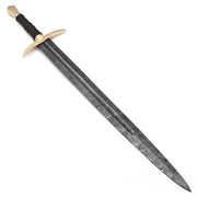 Handmade Damascus Steel Battle Viking Sword With Leather Sheath - propswords