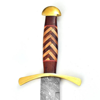 Handmade Damascus Steel Brute Elja Pattern Historical Inspired Replica Sword - propswords