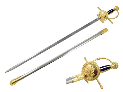 Handmade Double Head Sword, Quixote Rapier Renaissance Spanish Musketeer Sword Black&Gold Edition
