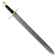 Handmade Damascus Steel Medieval European Arming Sword With Leather Sheath - propswords