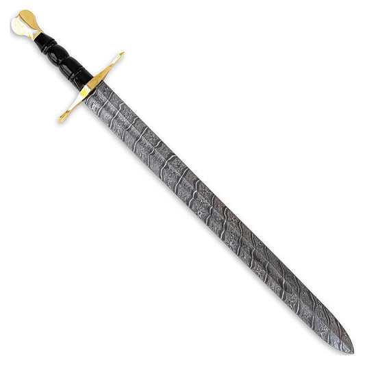 Handmade Damascus Steel Medieval European Arming Sword With Leather Sheath - propswords
