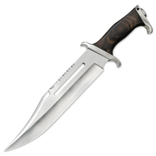 17" Handmade Stainless Steel Bowie Hunting Knife Wood Handle With Leather Sheath - propswords