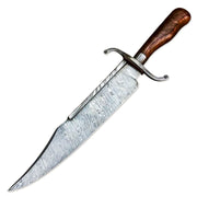 15" Handmade Damascus Steel Rat-Tail Bowie Knife Rose Wood Handle With Leather Sheath- Camping, Hunting, Outdoor