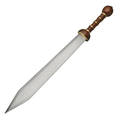 34” Handmade Wood and Brass Handle Roman Style Gladius Sword with Leather Sheath - propswords