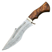14"Handmade Damascus Steel Bowie Hunting Knife Rose Wood Handle With Leather Sheath