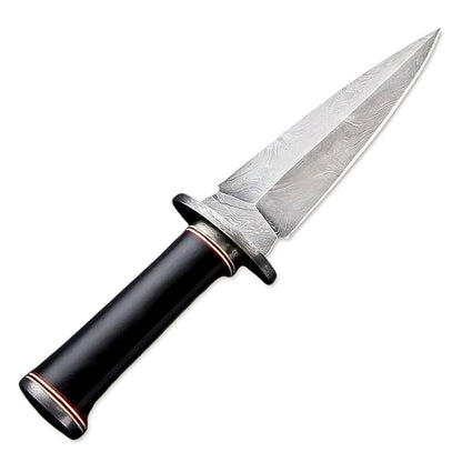 8" Handmade Damascus Steel Rat-Tail Double Edge Dagger Knife Micara Handle With Leather Sheath - propswords