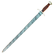 Handmade Damascus Steel Viking Sword With Leather Sheath - propswords