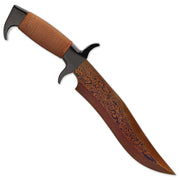 13" Handmade Damascus Steel Bowie Knife Wire Wrapped With Sheath