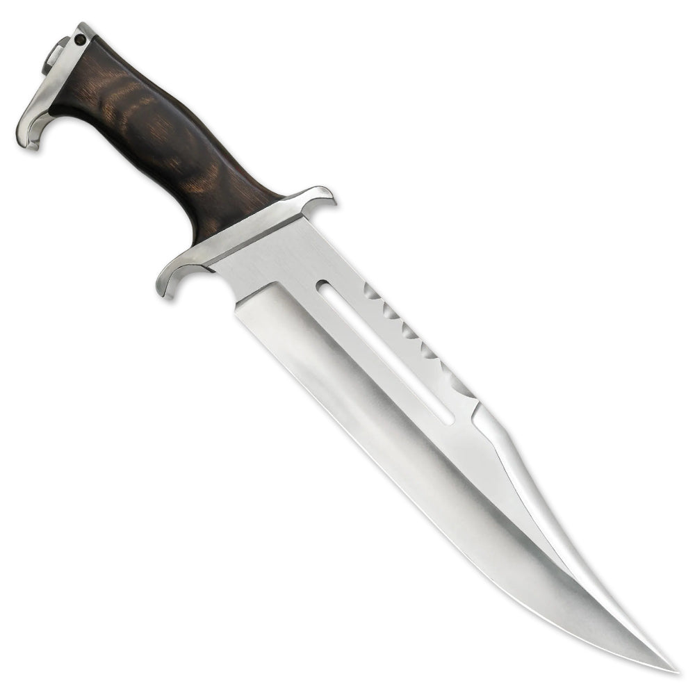 17" Handmade Stainless Steel Bowie Hunting Knife Wood Handle With Leather Sheath - propswords