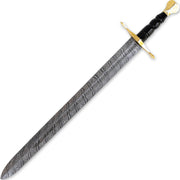Handmade Damascus Steel Medieval European Arming Sword With Leather Sheath - propswords