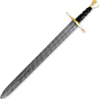 Handmade Damascus Steel Medieval European Arming Sword With Leather Sheath - propswords