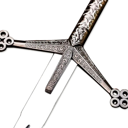 38" Handmade Stainless Steel Rat-Tail Scottish Claymore Sword With Leather Sheath