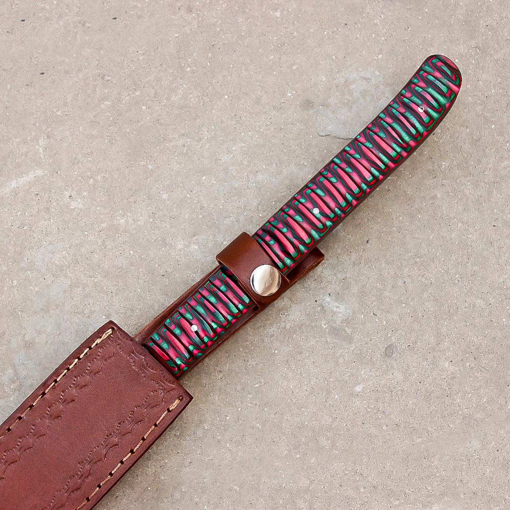 28" Handmade Damascus Steel Hunting Machete With Sheath | Best For Hunting Skinning and Camping - propswords