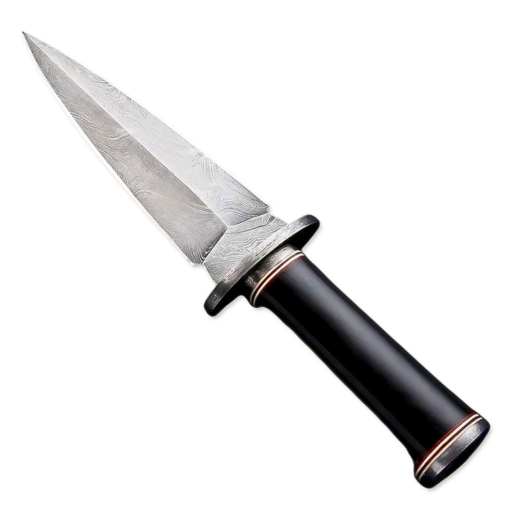 8" Handmade Damascus Steel Rat-Tail Double Edge Dagger Knife Micara Handle With Leather Sheath - propswords