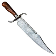 15" Handmade Damascus Steel Rat-Tail Bowie Knife Rose Wood Handle With Leather Sheath- Camping, Hunting, Outdoor