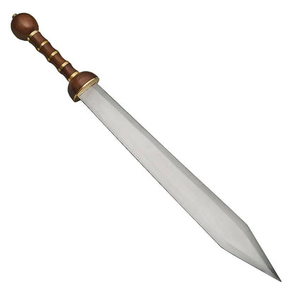 34” Handmade Wood and Brass Handle Roman Style Gladius Sword with Leather Sheath - propswords