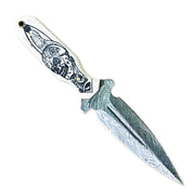 8" Handmade Damascus Steel Full Tang Double Edge Dagger Knife With Leather Sheath Camel Bone Handle