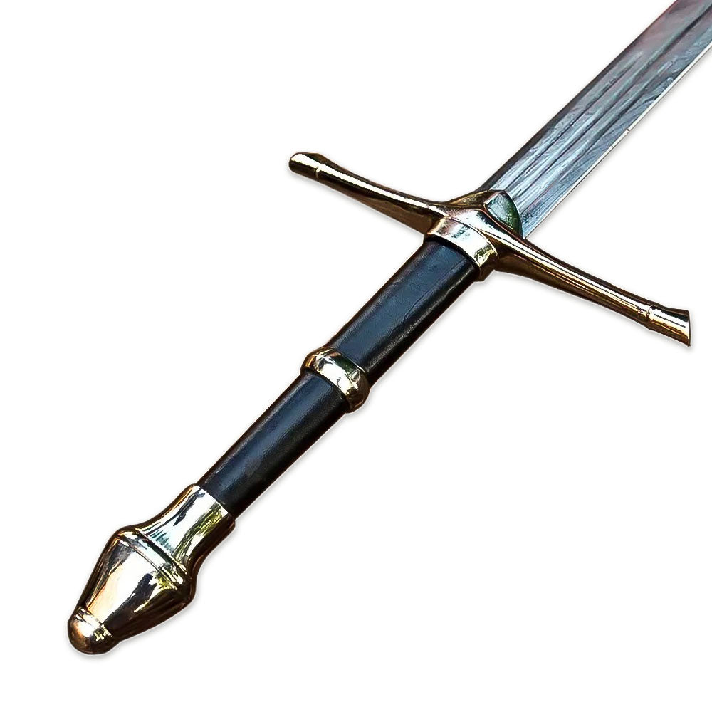 Hand Forged Damascus Steel Aragorn Strider Sword With Leather Sheath