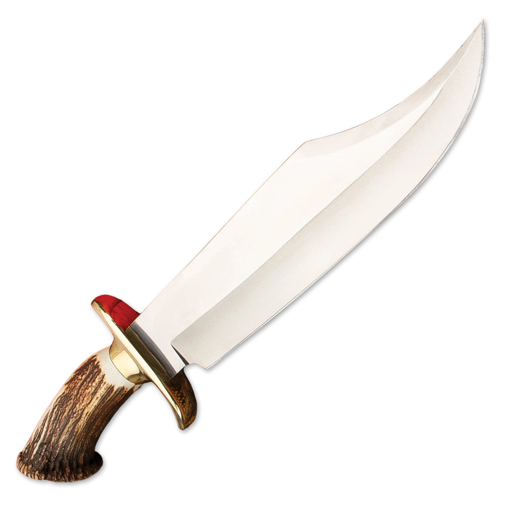 22" Handmade Stainless Steel Bowie Knife Stag Antler Handle With Leather Sheath