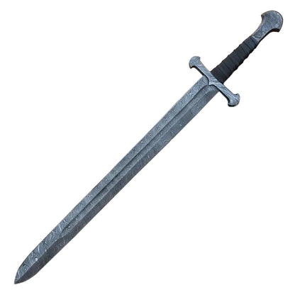 Handmade Damascus Steel Viking Sword With Leather Sheath - propswords