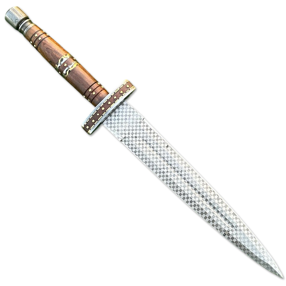 20" Handmade Stainless Steel Double Edge Dagger Knife With Leather Sheath - propswords