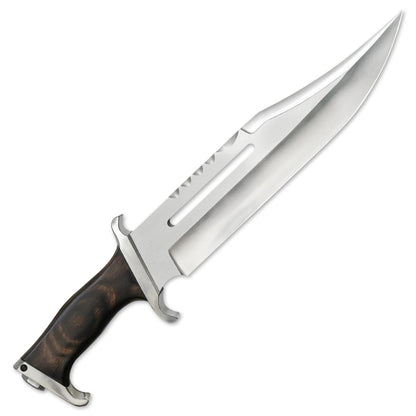 17" Handmade Stainless Steel Bowie Hunting Knife Wood Handle With Leather Sheath - propswords