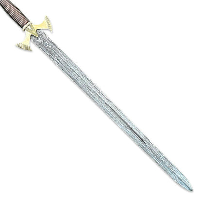 Custom Handmade Damascus Steel Combat Hunting Sword. Long Sword, Double Edge Sword, Viking Sword With Leather Sheath - propswords