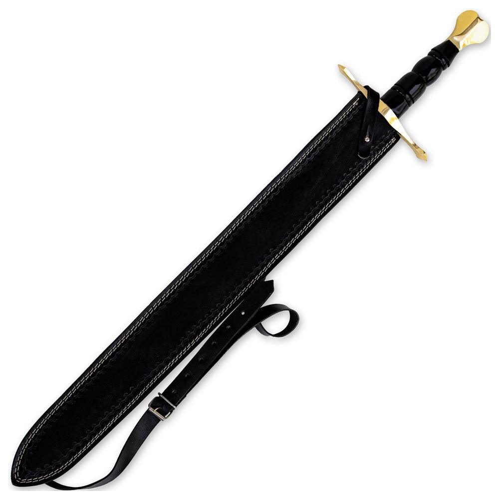 Handmade Damascus Steel Medieval European Arming Sword With Leather Sheath - propswords