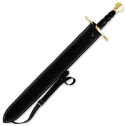 Handmade Damascus Steel Medieval European Arming Sword With Leather Sheath - propswords